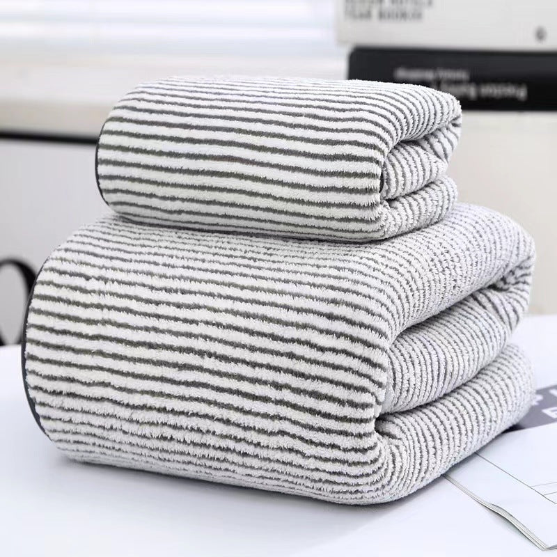 Thick Bamboo Charcoal Fiber Coral Fleece Towels Suit