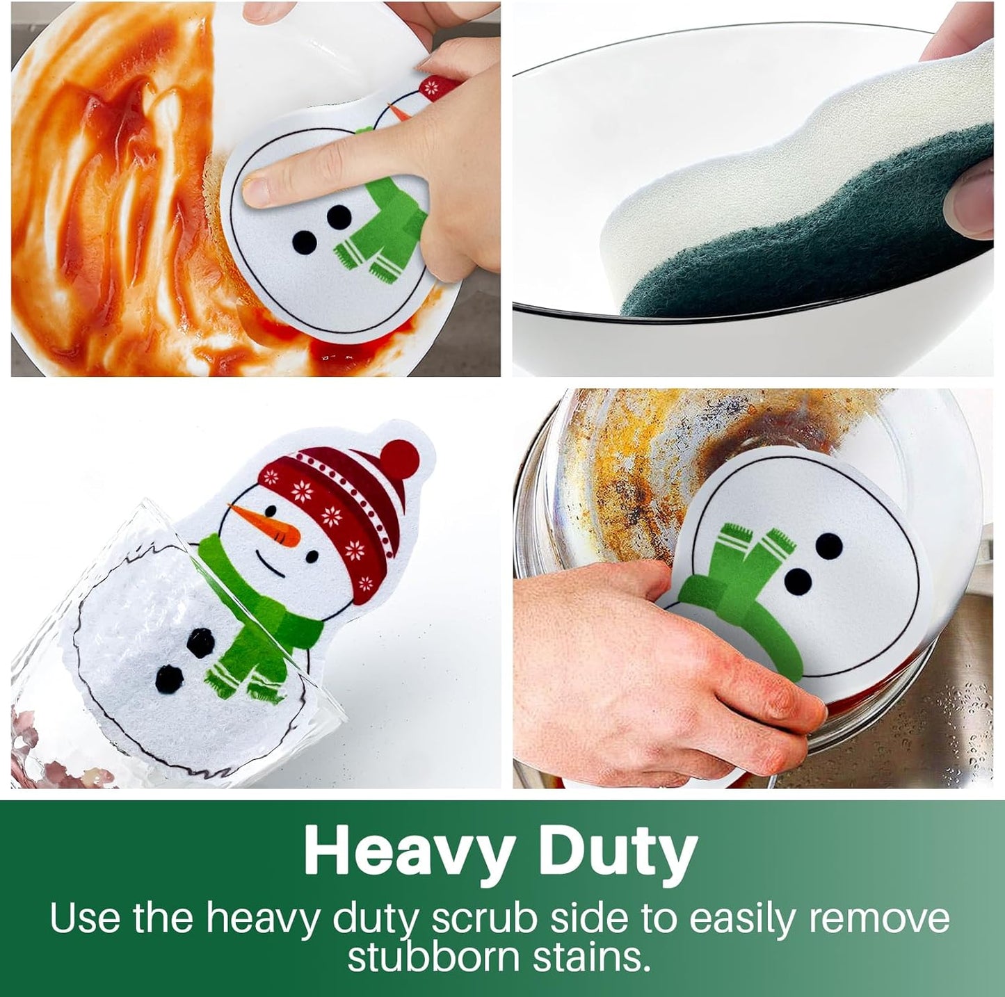 Kitchen Sponges For Dishes, Non-Scratch Dish Sponge For Cleaning, Long Lasting Dual-Sided Scrub Sponge, Multipurpose Heavy Duty Kitchen Cleaning Sponges For Kitchen, Bathroom, Sink