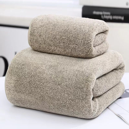 Thick Bamboo Charcoal Fiber Coral Fleece Towels Suit