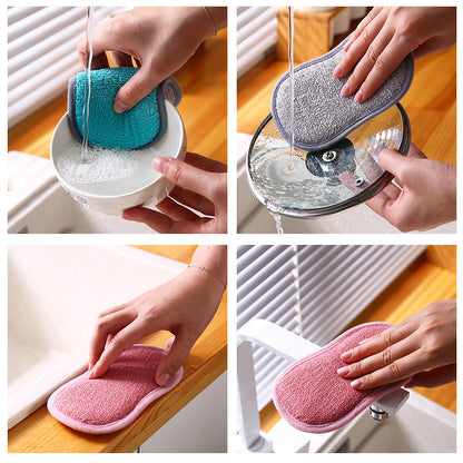 Sponge Scouring Pad Dish Cloth Kitchen Cleaning Double Sided Magic Wipe