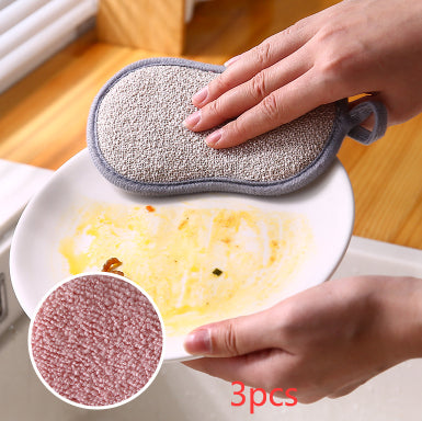 Sponge Scouring Pad Dish Cloth Kitchen Cleaning Double Sided Magic Wipe