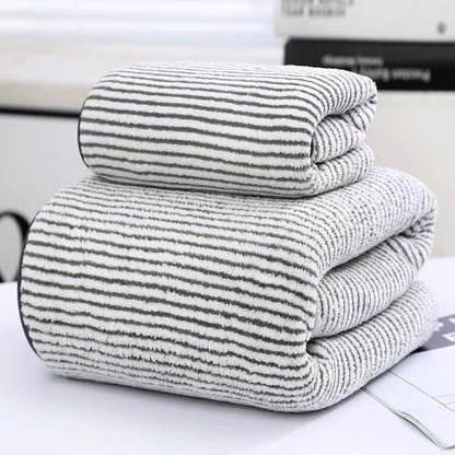 Thick Bamboo Charcoal Fiber Coral Fleece Towels Suit
