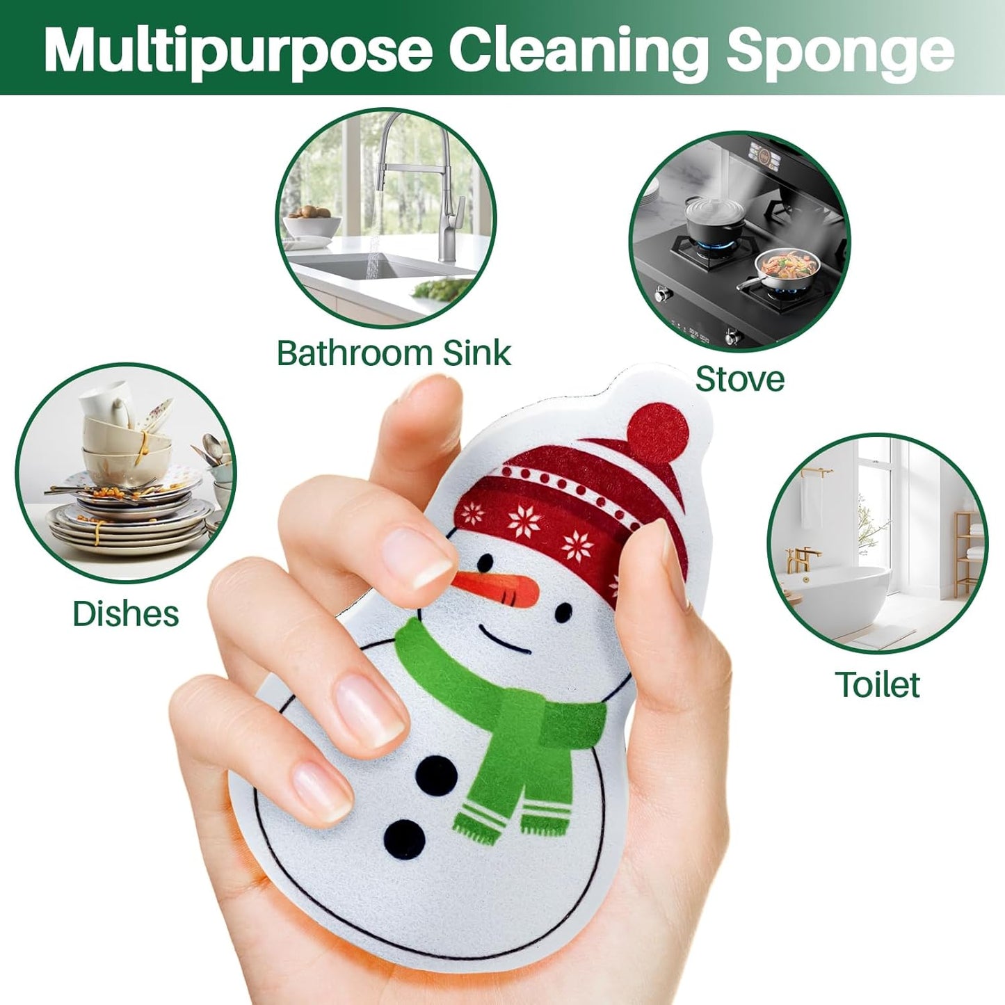 Kitchen Sponges For Dishes, Non-Scratch Dish Sponge For Cleaning, Long Lasting Dual-Sided Scrub Sponge, Multipurpose Heavy Duty Kitchen Cleaning Sponges For Kitchen, Bathroom, Sink